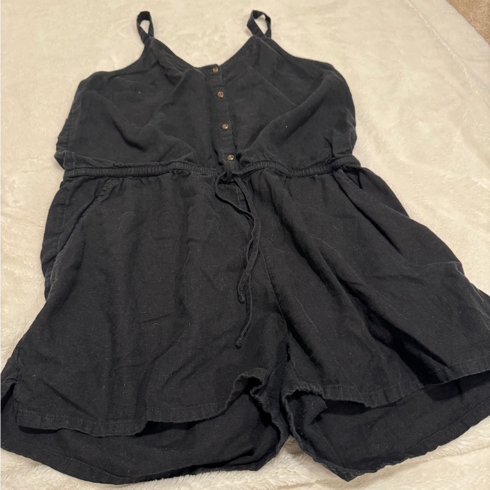 Old Navy Black linen-like Button-Up Romper